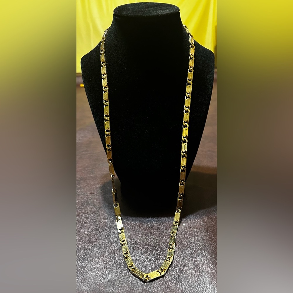 VINTAGE HEAVY GOLD TONE THICK 30" NECKLACE!